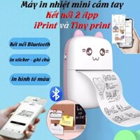 Máy in nhiệt mini cầm tay bluetooth để in hình tô màu cho bé - in sticker - ghi chú - 2 ứng dụng IPRINT - TINY PRINT