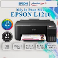 Máy in phun màu Epson L1210 chính hãng. Máy in màu A4, in ảnh, văn bản đẹp nét trên nhiều chất liệu. Bảo hành 24 tháng