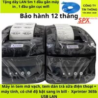 Máy in tem trà sữa kết nối điện thoại phần mềm kiotviet Xprinter 365B USB + LAN