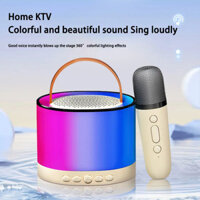 Máy Karaoke Mini Di Động Loa Micro Không Dây 2 Micro Đèn LED Loa Tiệc Sinh Nhật Họ Tập Hợp
