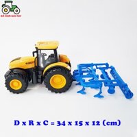 Máy kéo 210 HP_Bánh nhỏ + Dàn cày – Chạy trớn, có đèn pha, nổ máy; xe máy cày đồ chơi; xe nông trại; MK15BNDC