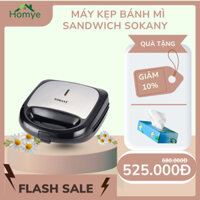 Máy kẹp bánh mì sandwich SOKANY 3 KHAY nướng chín đều 2 mặt, công suất lớn 750W giúp máy nhanh nóng