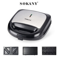 Máy kẹp bánh mì sandwich SOKANY 3 KHAY nướng chín đều 2 mặt, công suất lớn 750W giúp máy nhanh nóng