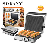 Máy kẹp nướng bánh mì, Máy ép bánh mỳ có hẹn giờ 2000W SOKANY [BH 12 Tháng]