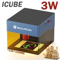 Máy khắc laser mini SCULPFUN iCube 100-240V,Laser điốt laser 3W,Lấy nét laser siêu mịn 0.02mm-Tặng kèm bộ lọc khói
