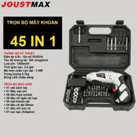 Máy Khoan Bắt Vít Joustmax 45 Chi Tiết, Bộ máy khoan và vặn ốc vít đa năng có sạc tích điện Joust Max