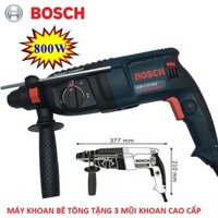 Máy Khoan Bê Tông Bosch 2-26DRE - Tặng Kèm 3 Mũi Khoan Và Mũi Đục Bê Tông, Máy Khoan Bảo Hành 12Tháng