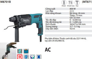 Máy khoan bê tông Makita M8701