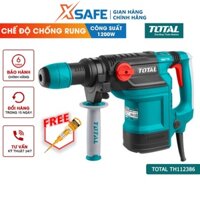 Máy khoan búa cầm tay TOTAL TH112386 1200W chống rung, tốc độ 760rpm, tốc độ đập 1950-4860bpm, khoan bê tông 38mm -xsafe