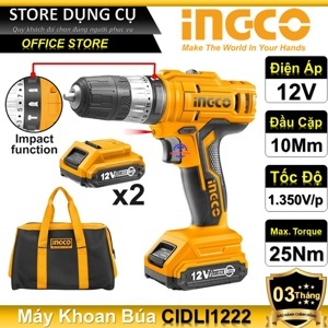 Máy khoan búa dùng pin Ingco CIDLI1222