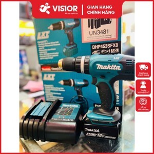 Máy khoan búa và vặn vít dùng pin Makita DHP453SFX8