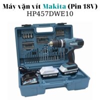 Máy Khoan Búa Và Vặn Vít Dùng Pin Makita HP457DWE10 18V (74 Cái Phụ Kiện)