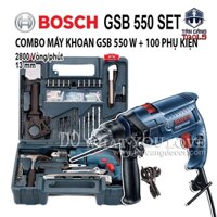 Máy Khoan Động Lực 100 Chi Tiết Bosch GSB 550 SET 550W