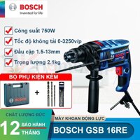 Máy khoan động lực Bosch GSB 16RE 750W (Xanh đen) Bảo hành điện tử 12 tháng LazadaMall