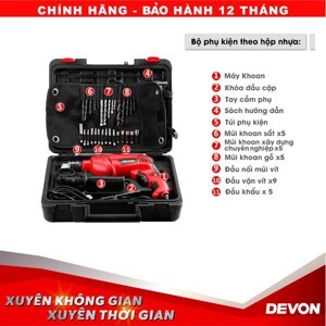 Máy khoan động lực Devon 1515 + bộ set 30 chi tiết