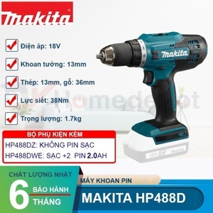 Máy khoan động lực dùng pin 18V Makita HP488DWAE