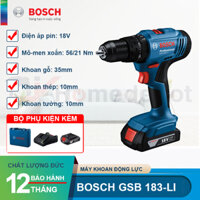 Máy Khoan Động Lực Dùng Pin 18V Bosch GSB 183 LI Động Cơ KHÔNG CHỔI THAN
