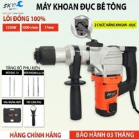 Máy khoan đục bê tông 2 chức năng SKY-2926, công suất lớn 1250w, lõi đồng 100%, tặng kèm 3 mũi khoan 2 mũi đục. BH 3 th