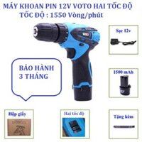 Máy khoan hai tốc độ VOTO 12 V-Tặng kèm đầu vít