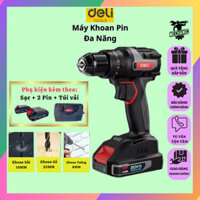 Máy Khoan Không Dây Cầm Tay Chạy Pin Đa Năng Cao Cấp DELI - 3 Chức Năng Kết Hợp Bắn, Vặn Vít - Khoan gỗ, sắt, tường