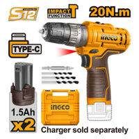 Máy khoan pin 12V cổng sạc Type-c INGCO CIDLI12202 có búa 3 chức năng khoan tường, siết vít, khoan kim loại giá rẻ