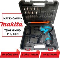 Máy khoan pin 12v MAKITA tặng hộp phụ kiện đầy đủ Máy khoan vặn ốc vít khoan sắt gỗ tôn