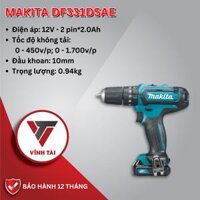 Máy khoan PIN 12V Makita DF331DSAE