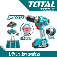 Máy khoan PIN 20V 2.0A/4.0A TIDLI20608 TOTAL TOOLS WORD có chức năng búa - Tối ưu thời gian làm việc hiệu quả