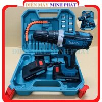 Máy khoan pin bắt bắn siết ốc vít bulong cầm tay Makita 36V súng 3 chức năng có búa giá rẻ, Tặng kèm 24 chi tiết