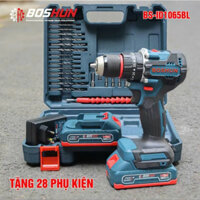 Máy khoan pin Boshun BS-ID1065BL 3 chức năng có búa không chổi than Tặng Kèm bộ phụ kiện 28 chi tiết
