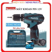 Máy khoan pin cầm tay bắt bắn vặn vít siết ốc bu lông Makita 12V chổi than giá rẻ