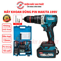 Máy khoan pin cầm tay máy bắn vít KHÔNG CHỔI THAN MAKITA 199V đầu 13mm siêu khỏe bảo hành 12 tháng