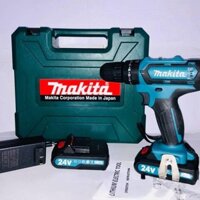 Máy khoan pin có BÚA  MAKITA 24V 1 pin chuẩn 5 cell, máy khoan cầm tay, máy bắt vít cao cấp