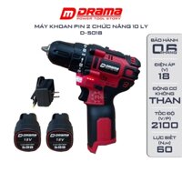 Máy khoan pin DRAMA D5018 Không chổi than siêu Lực siết 60Nm 2 chức năng 10mm