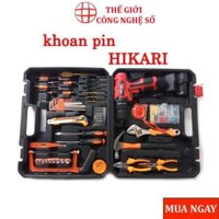 Máy khoan pin Hikari HR-12V -Bộ máy khoan hộp đựng dụng cụ 124 món. Pin Lithium ion 12V-1500mAh, Nhập khẩu Thái Lan