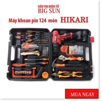 Máy khoan pin Hikari HR-12V -Bộ máy khoan hộp đựng dụng cụ 124 món. Pin Lithium ion 12V-1500mAh, Nhập khẩu Thái Lan