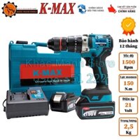 Máy Khoan Pin K-MAX CHÂN PIN MAKITA 21V Động Cơ Không Chổi Than - Đầu Auto Lock Viền Đỏ - 3 chức năng.