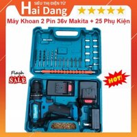 MÁY KHOAN PIN MAKITA 36V, CHUYÊN KHOAN TƯỜNG - 3 CHỨC NĂNG KHOAN KÈM BỘ PHỤ KIỆN 25 CHI TIẾT