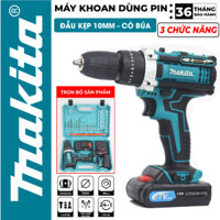 Máy khoan pin MAKITA 77VF 3 chức năng có búa - Máy bắn vít MAKITA đầu kẹp 10mm tặng kèm bộ phụ kiện cao cấp