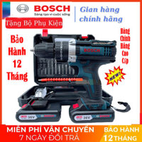 Máy khoan pin máy bắn vít dùng pin Bosch 36v, máy khoan 3 chức năng có búa, Tặng kèm bộ phụ kiện 24 chi tiết