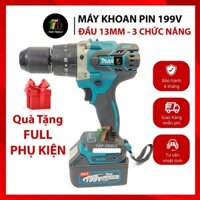 May khoan Pin MT 199V, Máy khoan Pin 3 chức năng, khoan tường, khoan sắt, bắt vít, Đầu Kẹp 13mm auto lock