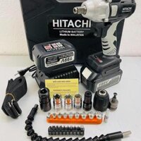 Máy Khoan Pin Siết Bulong Hitachi Không chổi Than 199v Tặng 30 Phụ Kiện