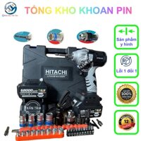 Máy khoan siết bulong pin HITACHI 199V, không chổi than có búa 3 chế độ tích hợp đầu bắn vít 2 trong 1 BH 12 THÁNG