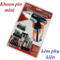 Máy khoan và vặn vít dùng pin mini DZT kèm phụ kiện - ẢNH THẬT
