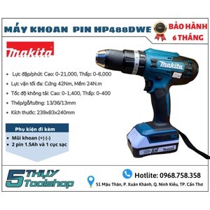 Máy khoan vặn vít dùng pin 18V Makita HP488DWE
