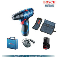 Máy khoan vặn vít pin 12V Bosch GSR120-LI GEN II ( kèm bộ phụ kiện ) ( 2 Pin 2.0Ah, 1 Sạc, valy nhựa )