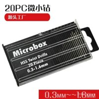 Máy khoan xoắn Mini Thép tốc độ cao 20PC xuyên biên giới, máy khoan nhỏ mini, máy khoan điện 20 hộp nhựa, Bộ lỗ khoan điện