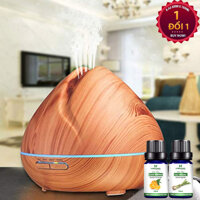 Máy khuếch tán máy xông tinh dầu Quả đào gỗ vàng Lorganic FX2024  tinh dầu sả chanh  tinh dầu cam Lorganic 10ml x2