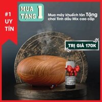 Máy khuếch tán tinh dầu phun sương siêu âm cao cấp GX-03 vân gỗ 150ml đèn led 7 màu tự ngắt an toàn, bảo hành 3 tháng