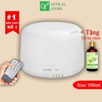 Máy Khuếch Tán Tinh Dầu Siêu Âm Trụ 300ml (có Remote) + Tặng kèm tinh dầu Sả Đuổi Muỗi Cao Cấp Thơm Thanh Mát